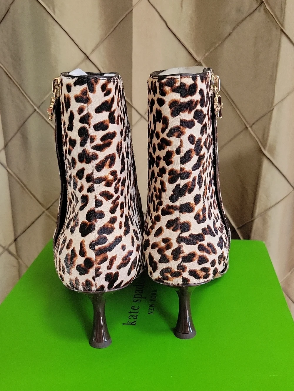NWT- Kate Spade ‘Adele Downtown Leopard’ Calf-Hair Kitten Heel Ankle Bootie